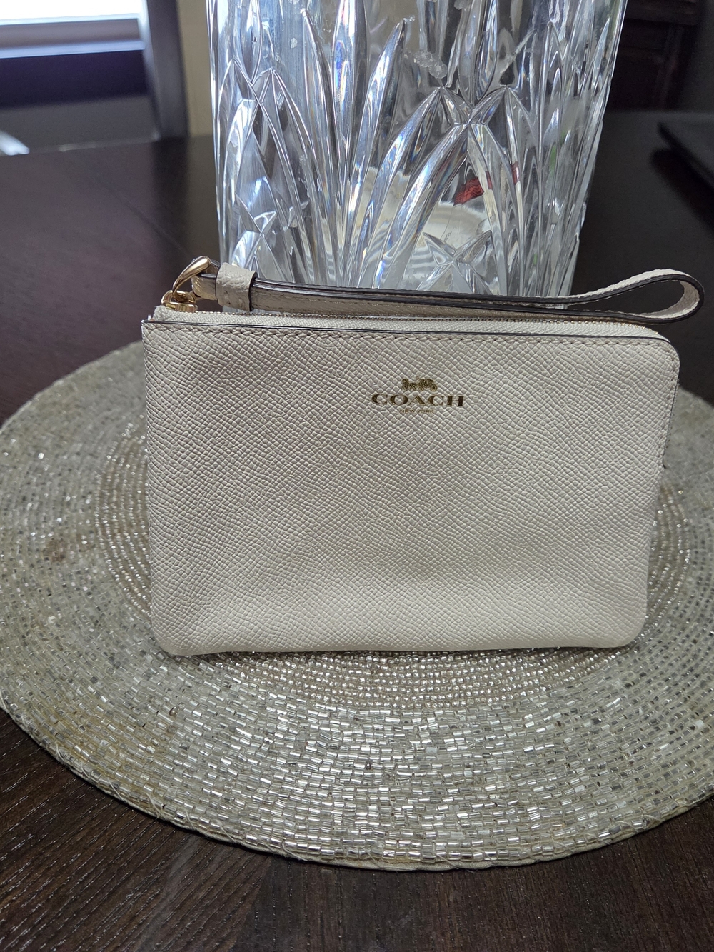 Coach Small Wristlet Pouch in Light Beige